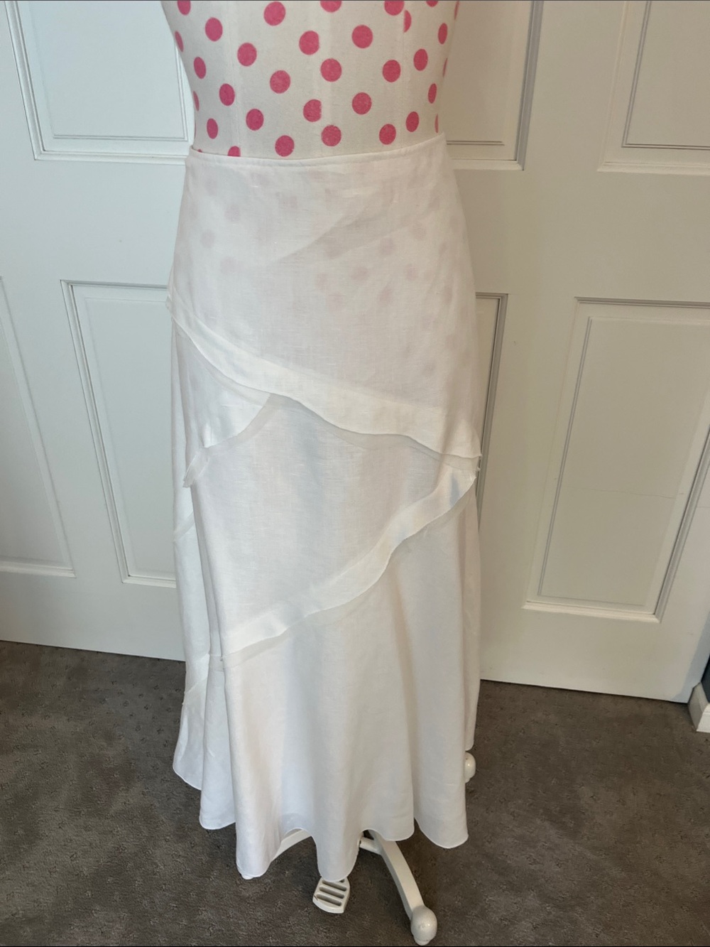 Cambridge Dry Goods White Tiered Ruffle Maxi Skirt